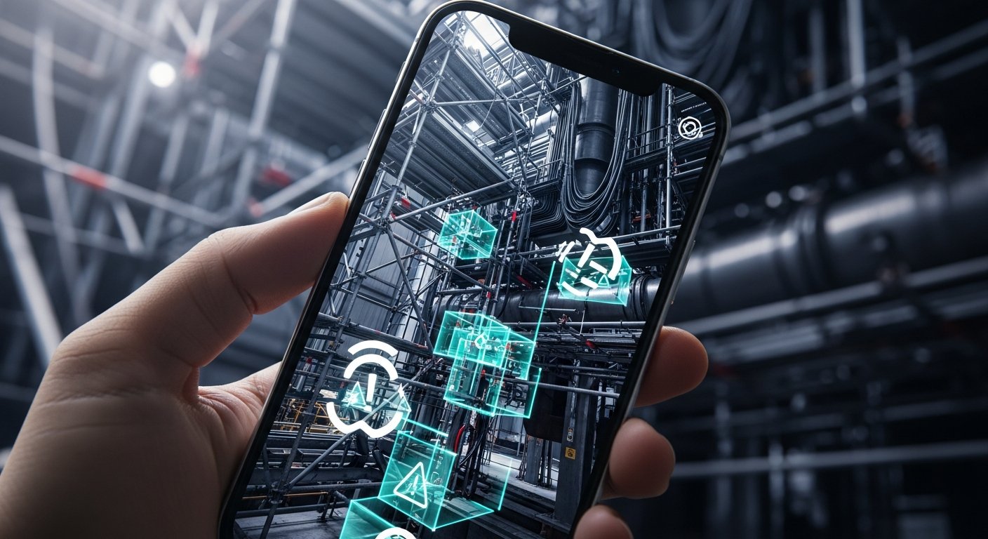 Telefon ekranında yapay zeka ile saha tehlike tespiti: holografik uyarı kutuları